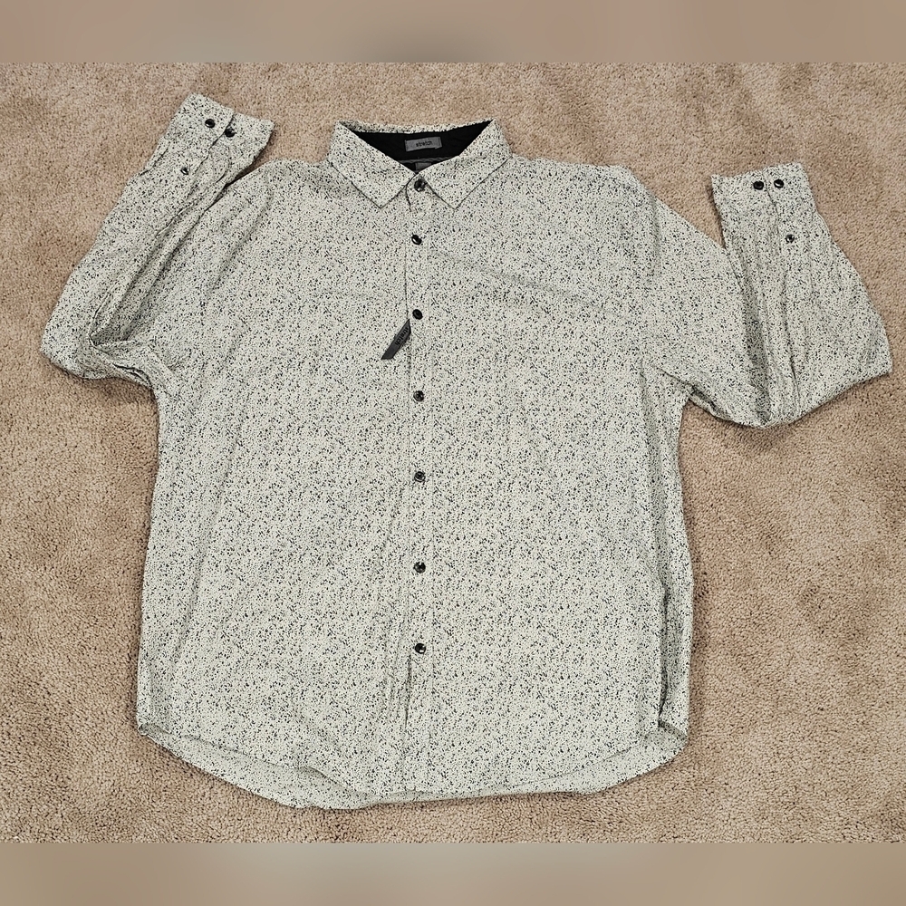 B.LUX by Bruno Men's Black and White Long Sleeve Button Down Dress Shirt Size XL